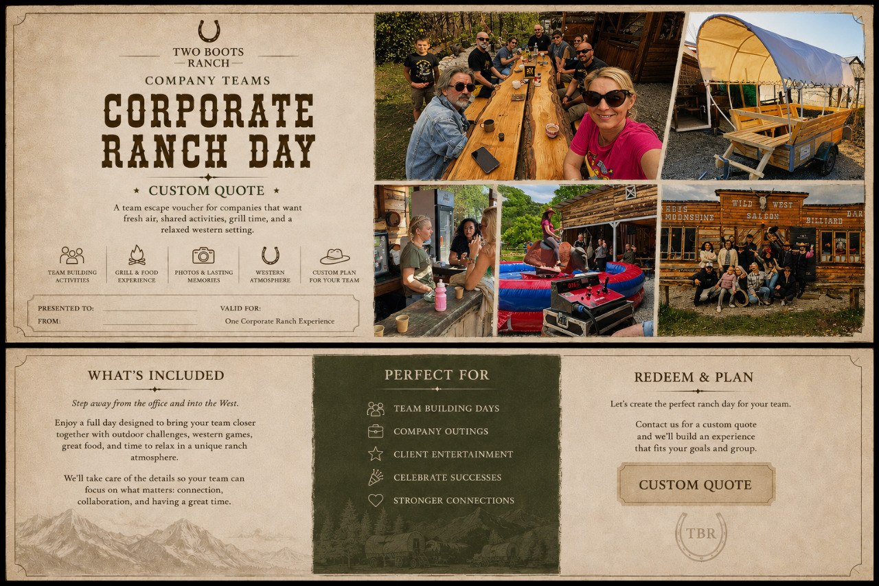 Corporate Ranch Day voucher preview at Two Boots Ranch