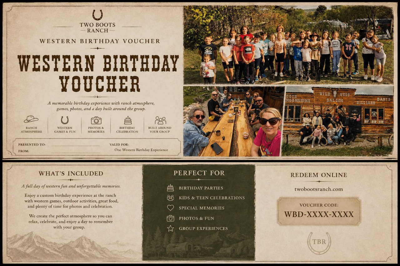 Western Birthday voucher preview at Two Boots Ranch